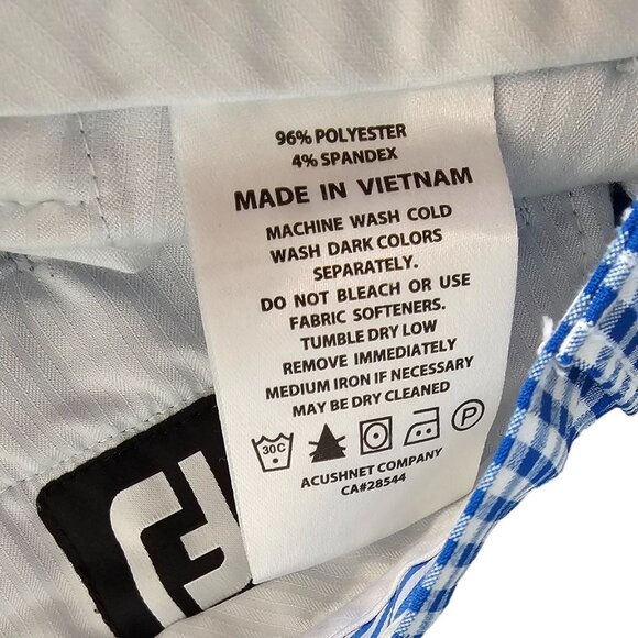 Footjoy Mens Seersucker Check Print Golf Shorts, Blue, White, Size 36 - Picture 7 of 8